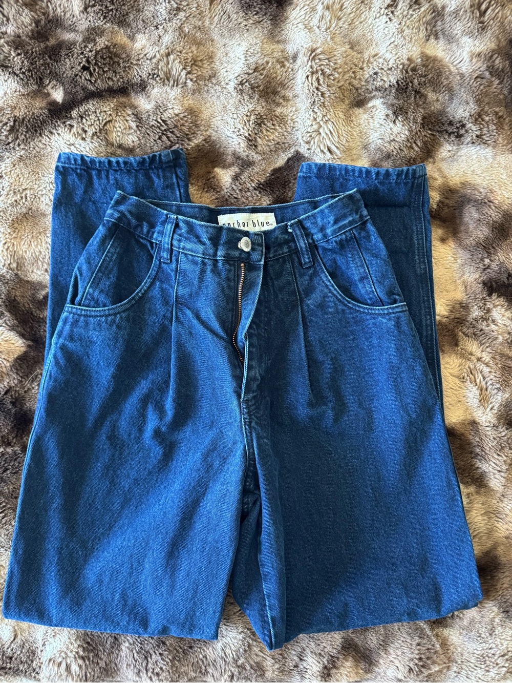 anchor blue Dark Blue High-Waist Denim Pants